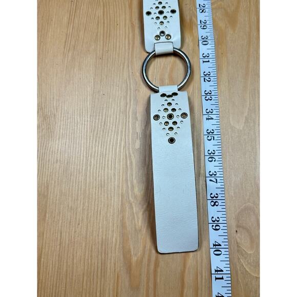 VTG Y2K 90s Women’s Leather Belt White Studded 34-36” Wide Whimsigoth Grunge - Picture 5 of 5